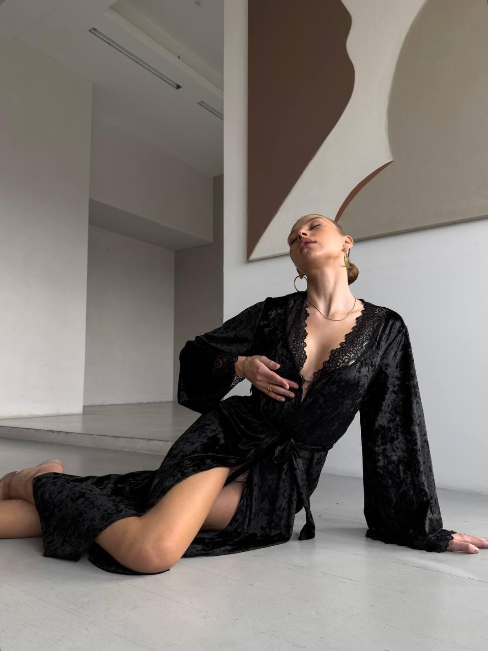 Халат DO3344 чорний - Зображення 2