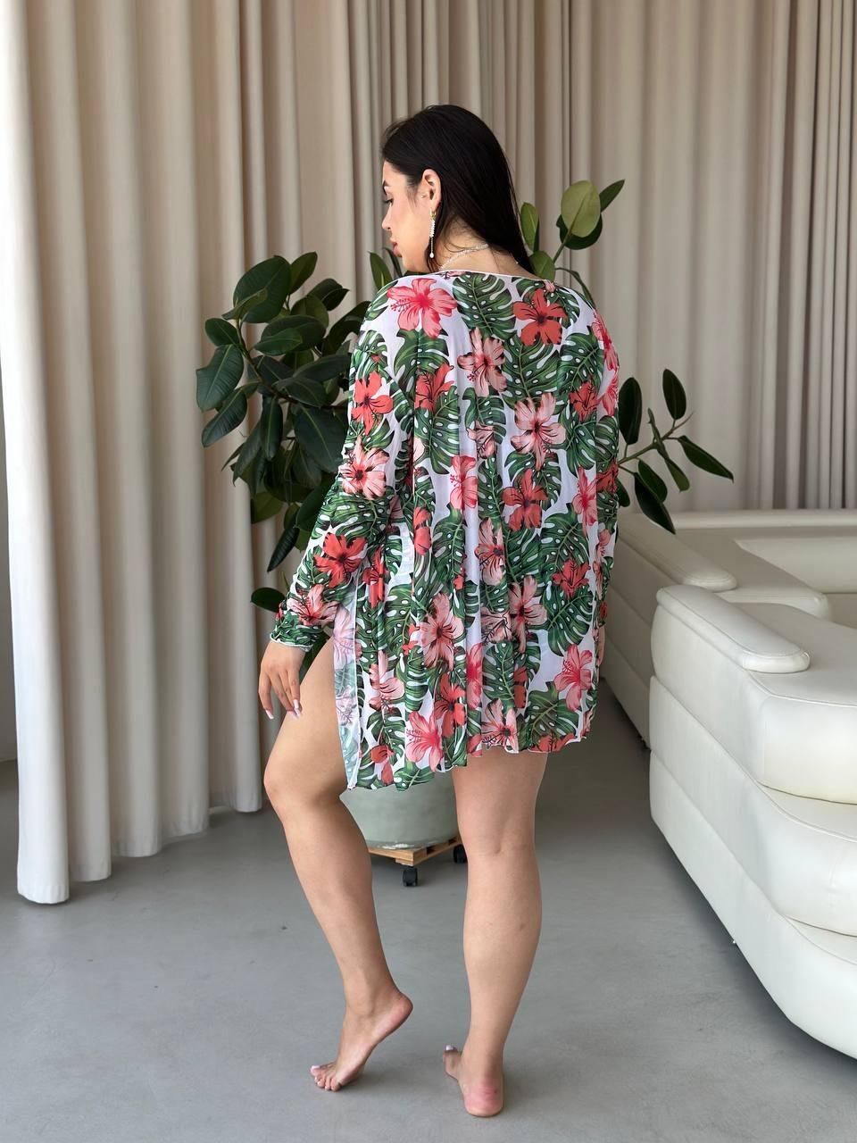 Купальник+ туника SW1252/1 (Листя зелене) - Зображення 10