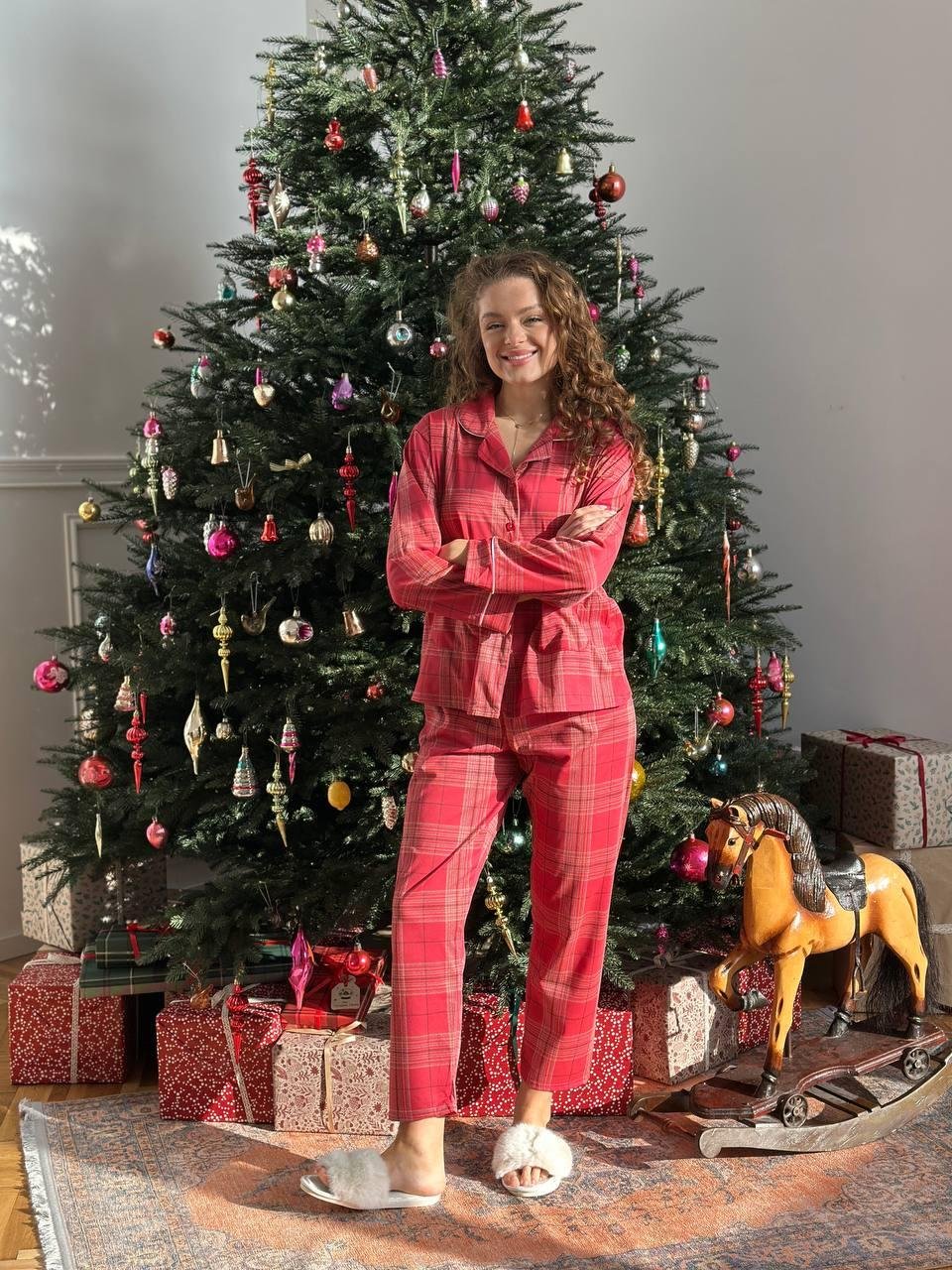 Червона піжама з кишенями DO3867 - Зображення 17