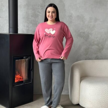 Рожева м'яка піжамка з сердечками