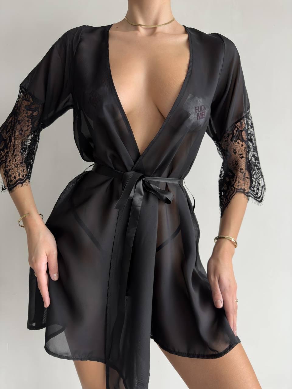 Халат DO3361 чорний - Зображення 4