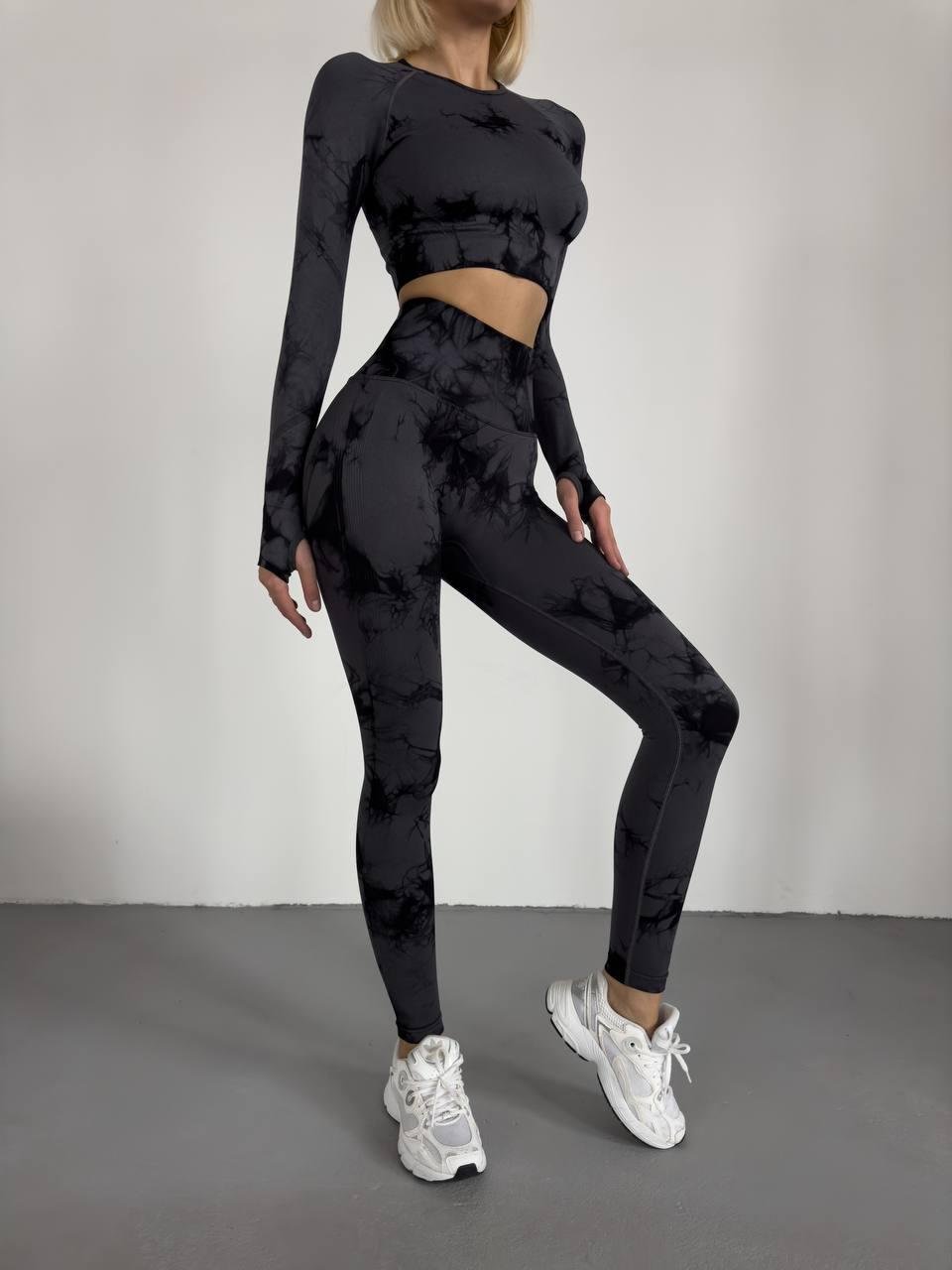 Фітнес костюм FS1748/1 Мрамор чорний