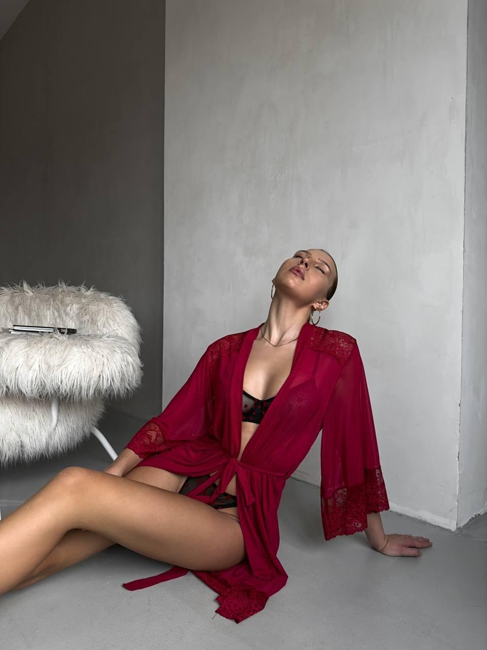 Халат DO3377 бордовий - Зображення 3