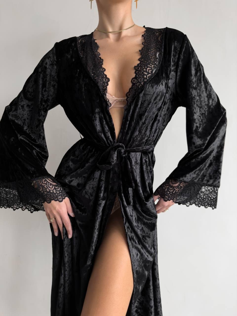 Халат DO3344 чорний - Зображення 6